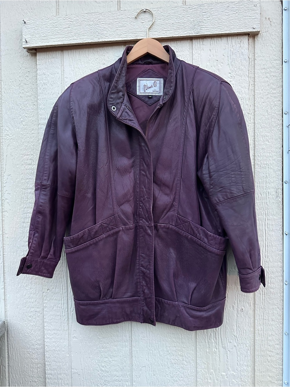 Vintage Wendi Q by Saxony Leather Jacket Purple Oversized 80s 90s Korea Women’ M